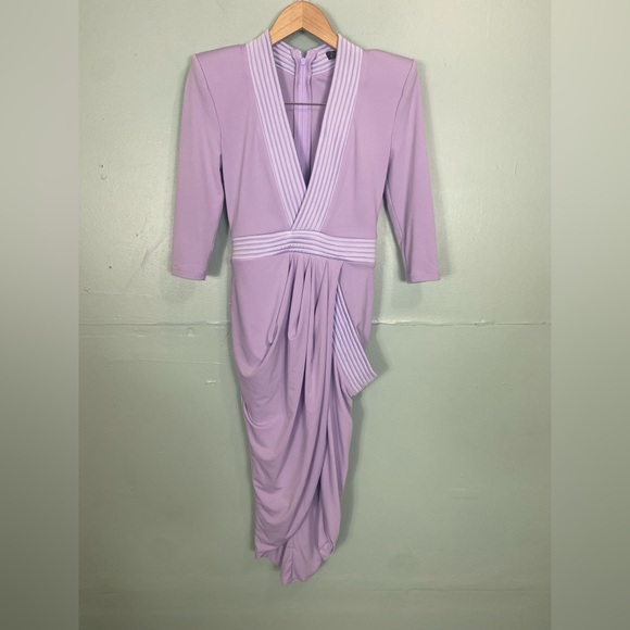 Zhivago Eye Of Horus Lilac Purple Midi Dress Size 4 Or Small - Picture 2 of 9